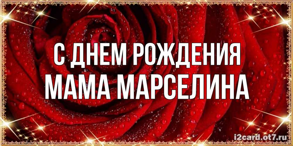 Открытка на каждый день с именем, Мама-Марселина С днем рождения роса на розе блестящая в лучах солнца Прикольная открытка с пожеланием онлайн скачать бесплатно 
