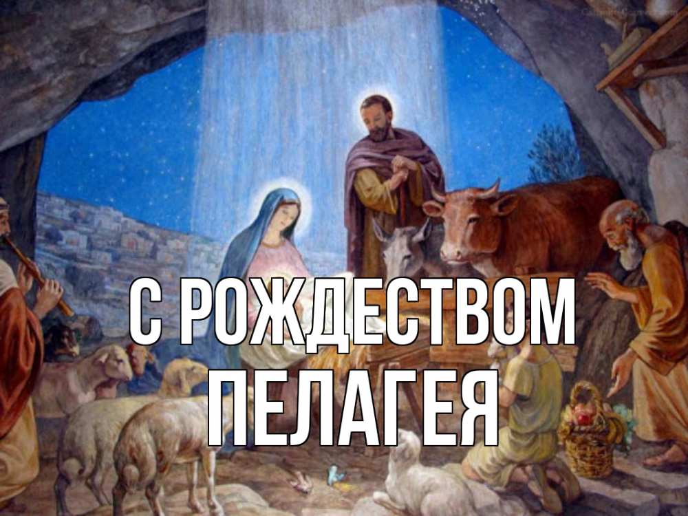 Открытка на каждый день с именем, Пелагея С рождеством Хлев с животными, Иисус, рождество Прикольная открытка с пожеланием онлайн скачать бесплатно 