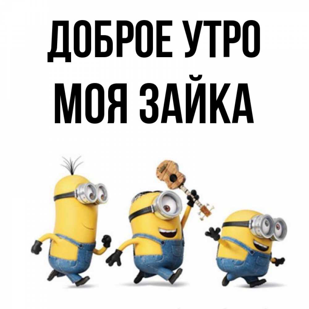Открытка на каждый день с именем, моя-зайка Доброе утро миньоны и прекрасное утро Прикольная открытка с пожеланием онлайн скачать бесплатно 