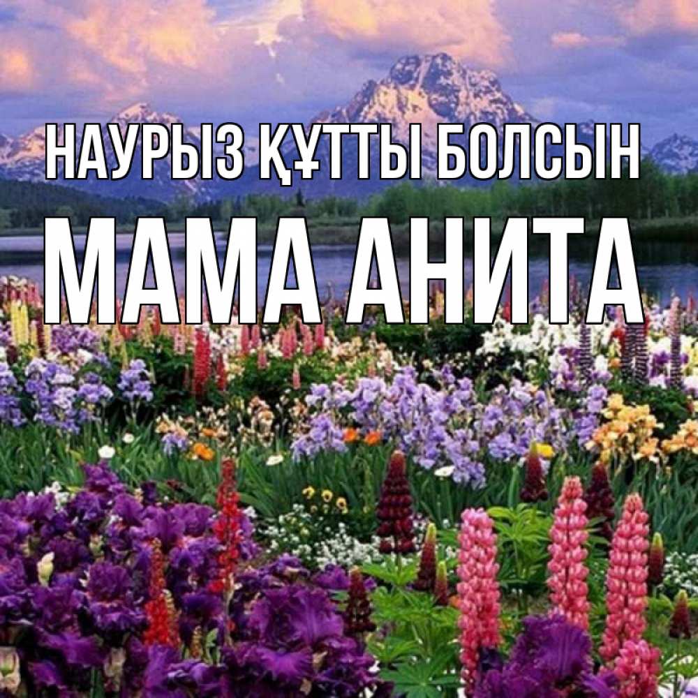 Открытка на каждый день с именем, Мама-Анита Наурыз құтты болсын наурыз Прикольная открытка с пожеланием онлайн скачать бесплатно 
