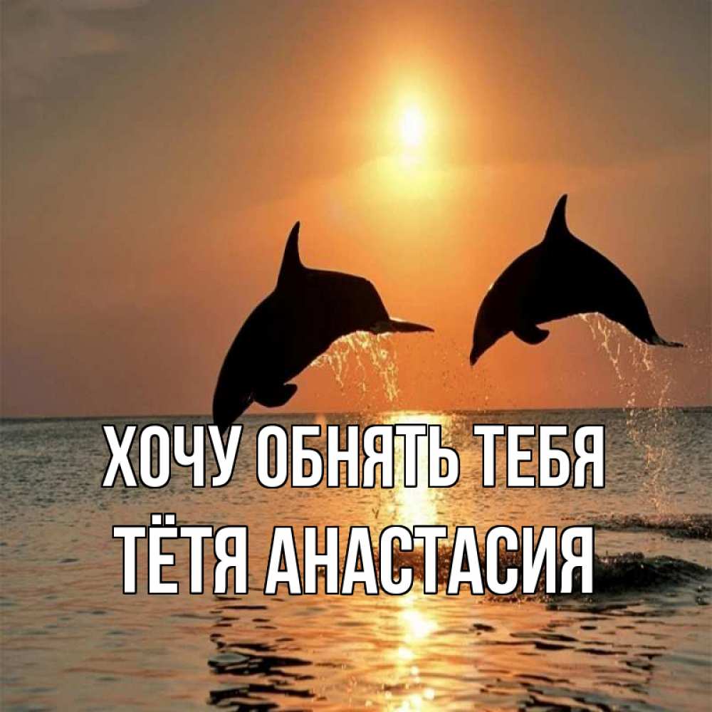Открытка на каждый день с именем, Тётя-Анастасия Хочу обнять тебя рыбы на закате Прикольная открытка с пожеланием онлайн скачать бесплатно 