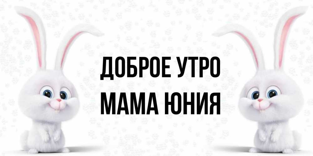 Открытка на каждый день с именем, Мама-Юния Доброе утро кролики с длинными ушками Прикольная открытка с пожеланием онлайн скачать бесплатно 