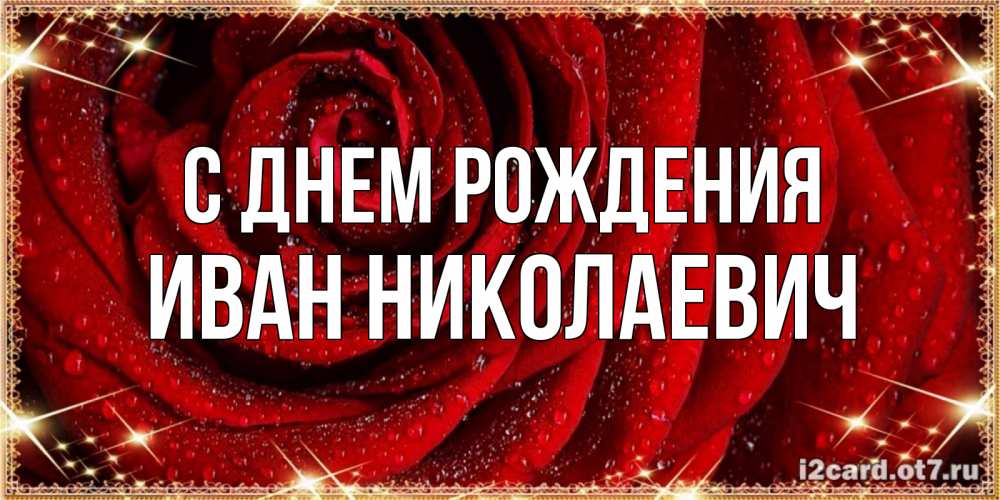 Открытка на каждый день с именем, Иван-Николаевич С днем рождения роса на розе блестящая в лучах солнца Прикольная открытка с пожеланием онлайн скачать бесплатно 