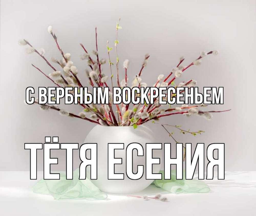 Открытка на каждый день с именем, Тётя-Есения С вербным воскресеньем верба Прикольная открытка с пожеланием онлайн скачать бесплатно 