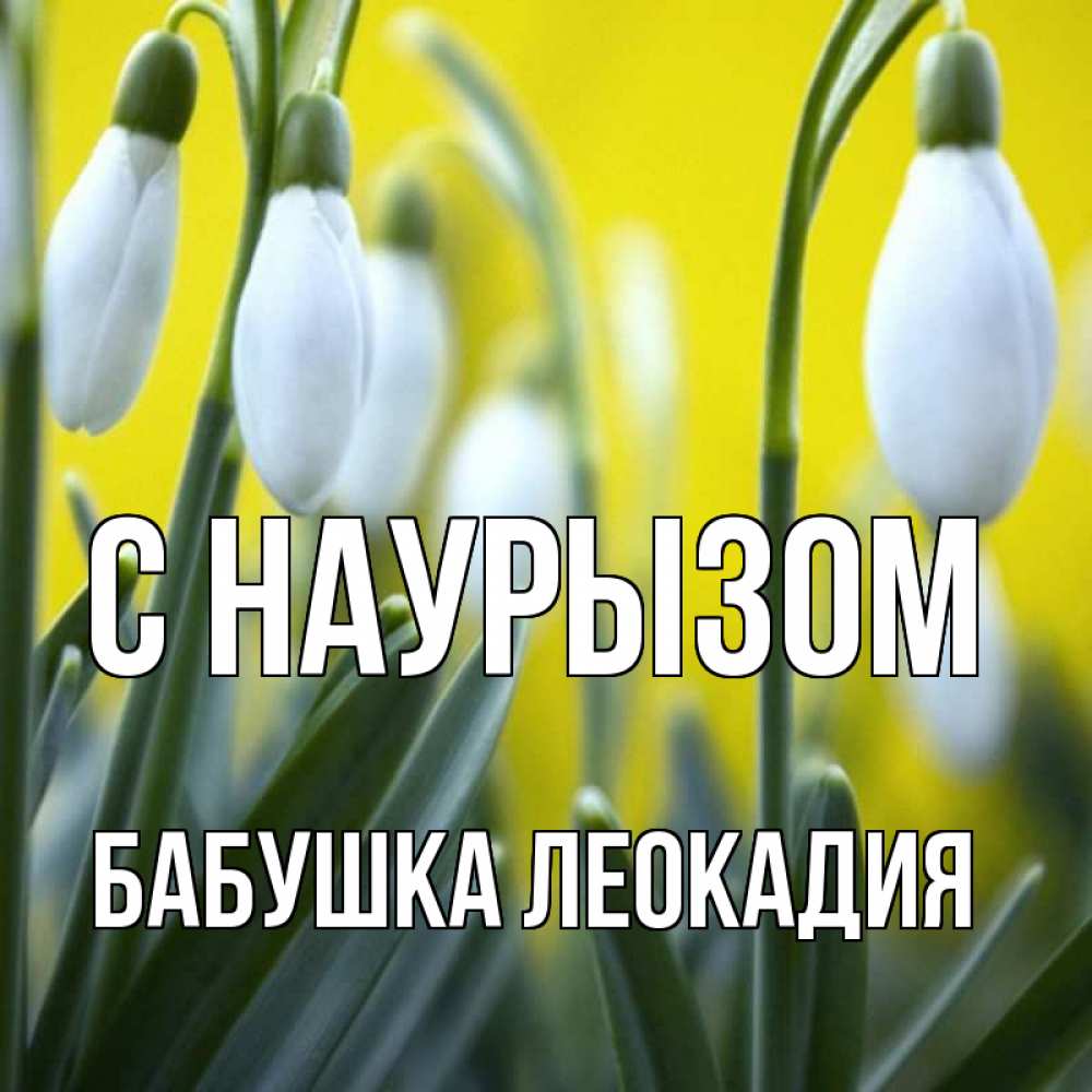 Открытка на каждый день с именем, Бабушка-Леокадия С наурызом весенние цветы Прикольная открытка с пожеланием онлайн скачать бесплатно 