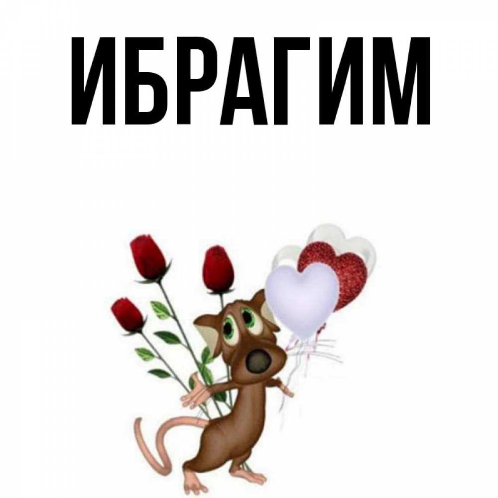 Открытка на каждый день с именем, Ибрагим Главная песик с шариками в форме сердец Прикольная открытка с пожеланием онлайн скачать бесплатно 