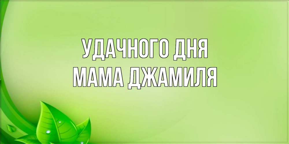 Открытка на каждый день с именем, Мама-Джамиля Удачного дня зеленая тема Прикольная открытка с пожеланием онлайн скачать бесплатно 