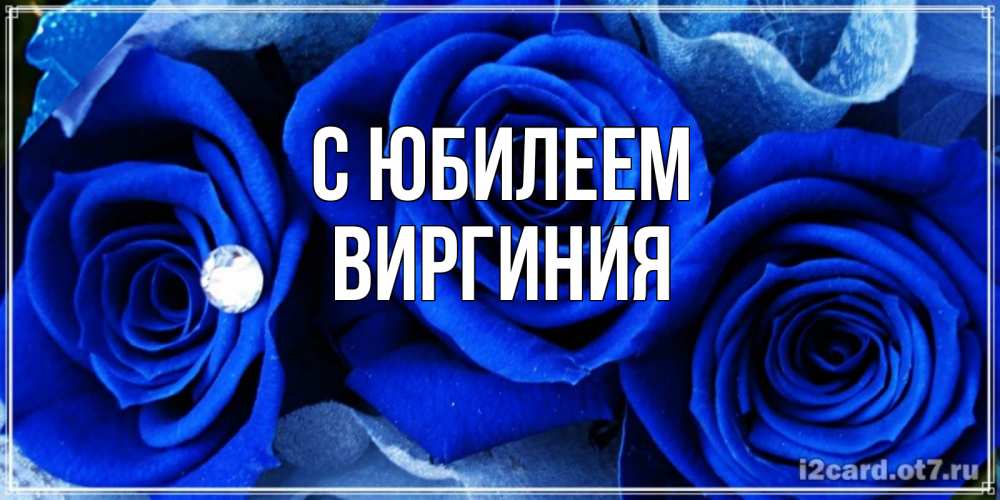 Открытка на каждый день с именем, Виргиния С юбилеем синие розы в росе Прикольная открытка с пожеланием онлайн скачать бесплатно 