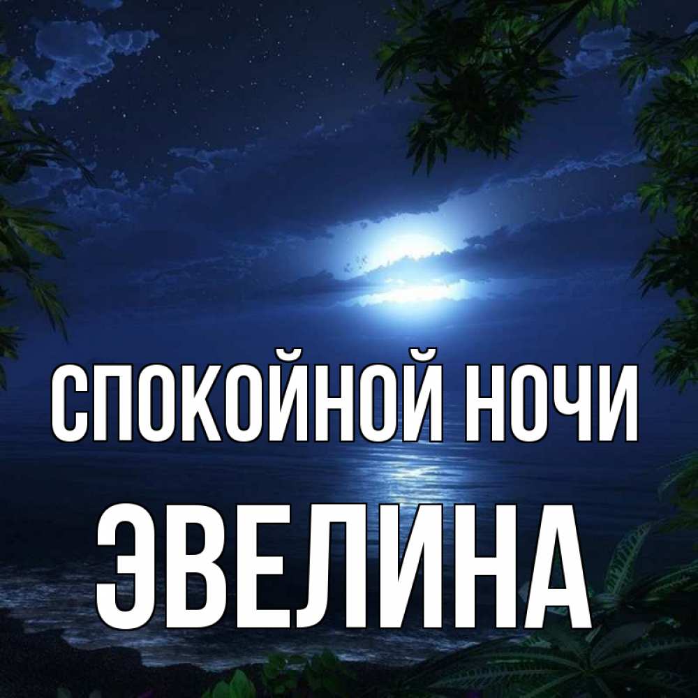 Открытка на каждый день с именем, Эвелина Спокойной ночи тропический остров Прикольная открытка с пожеланием онлайн скачать бесплатно 
