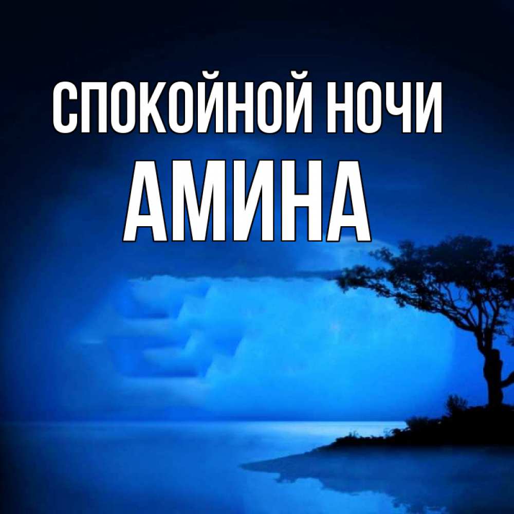Открытка на каждый день с именем, Амина Спокойной ночи ночное побережье Прикольная открытка с пожеланием онлайн скачать бесплатно 