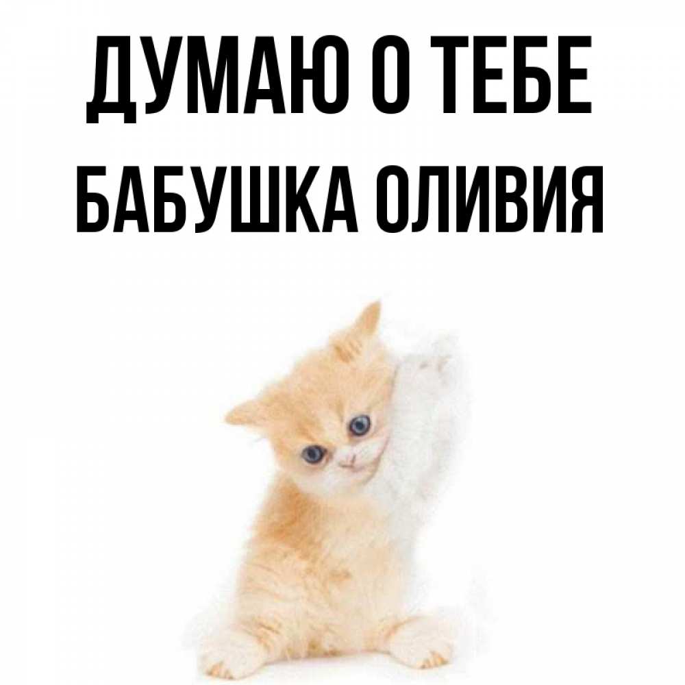 Открытка на каждый день с именем, Бабушка-Оливия Думаю о тебе зверушки и милота Прикольная открытка с пожеланием онлайн скачать бесплатно 
