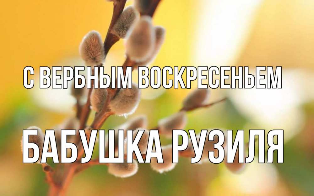 Открытка на каждый день с именем, Бабушка-Рузиля С вербным воскресеньем верба Прикольная открытка с пожеланием онлайн скачать бесплатно 