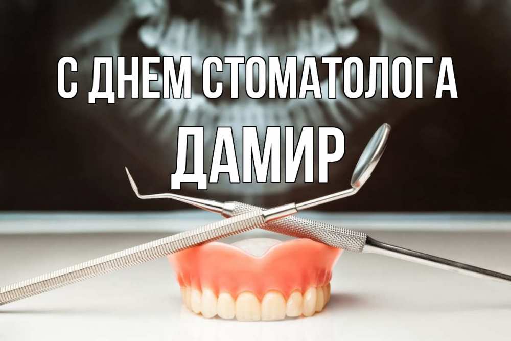 Открытка на каждый день с именем, Дамир С днем стоматолога с днем стоматолога Прикольная открытка с пожеланием онлайн скачать бесплатно 