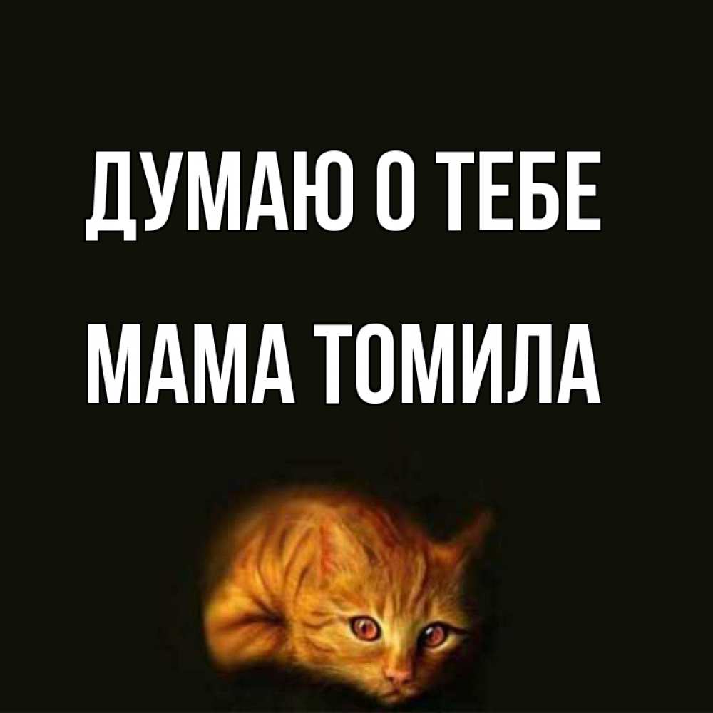 Открытка на каждый день с именем, Мама-Томила Думаю о тебе рыжий Прикольная открытка с пожеланием онлайн скачать бесплатно 
