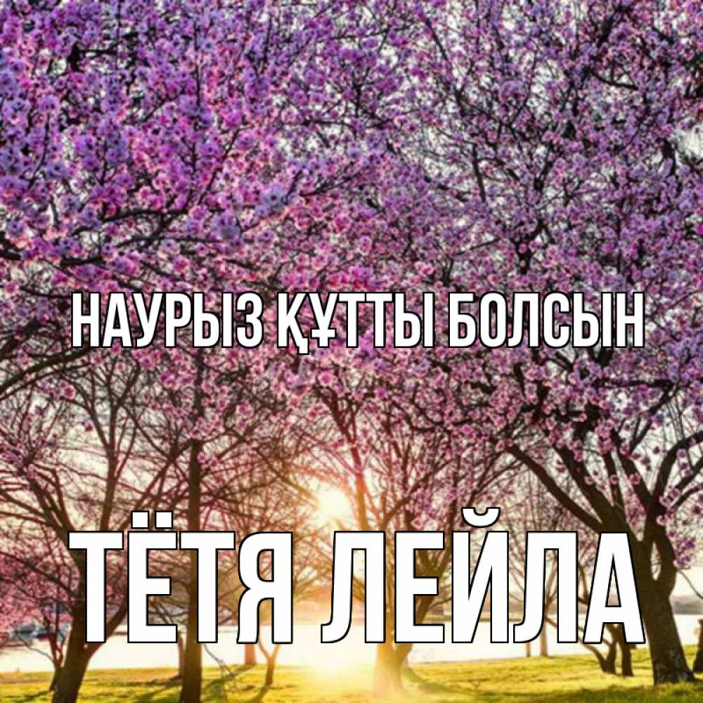 Открытка на каждый день с именем, Тётя-Лейла Наурыз құтты болсын наурыз Прикольная открытка с пожеланием онлайн скачать бесплатно 