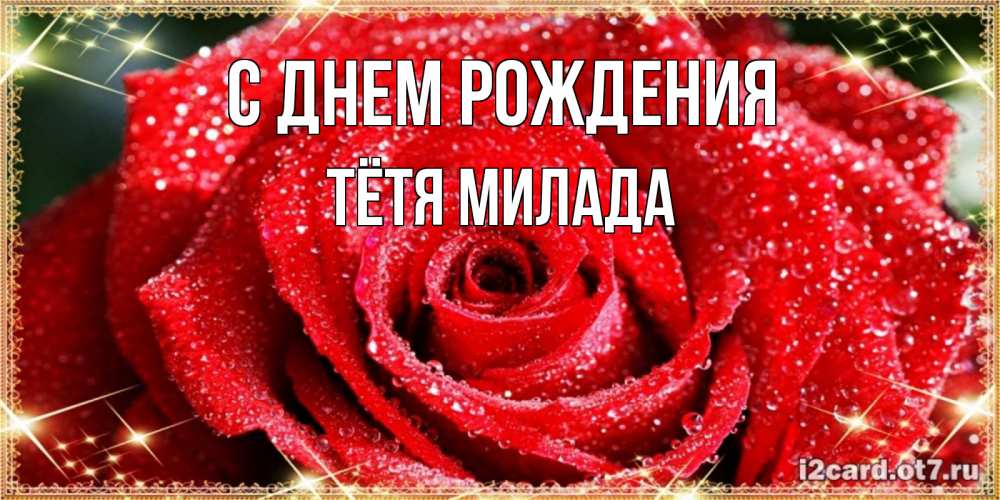 Открытка на каждый день с именем, Тётя-Милада С днем рождения роса и роза. открытка с красивой розой Прикольная открытка с пожеланием онлайн скачать бесплатно 