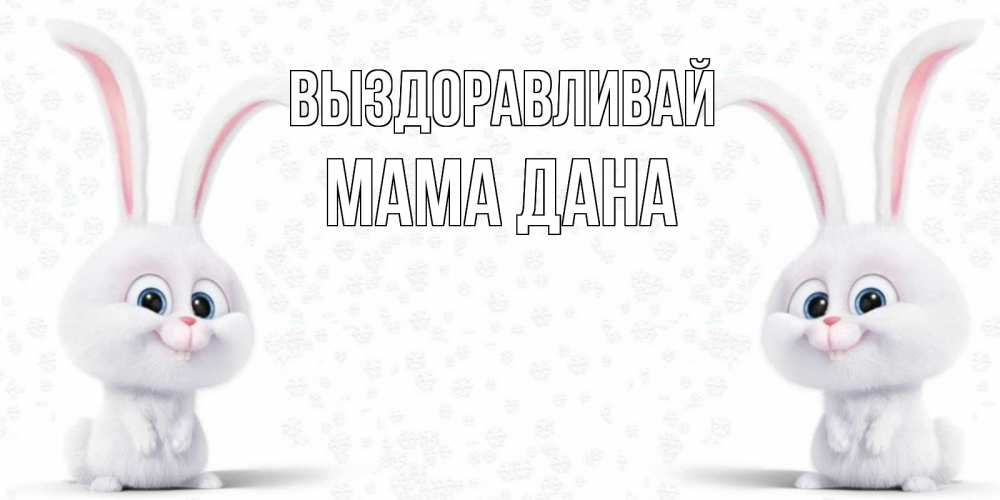 Открытка на каждый день с именем, Мама-Дана Выздоравливай не болей с зайцем Прикольная открытка с пожеланием онлайн скачать бесплатно 