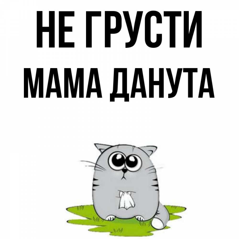 Открытка на каждый день с именем, Мама-Данута Не грусти грустный котяра Прикольная открытка с пожеланием онлайн скачать бесплатно 