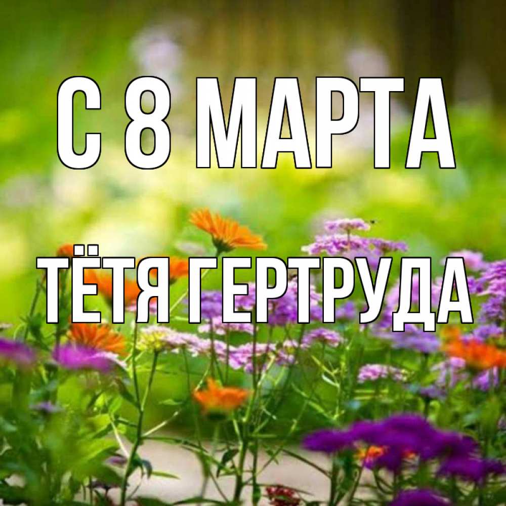 Открытка на каждый день с именем, Тётя-Гертруда С 8 МАРТА цветы Прикольная открытка с пожеланием онлайн скачать бесплатно 