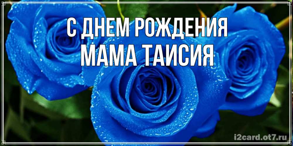 Открытка на каждый день с именем, Мама-Таисия С днем рождения розы с синим цветом Прикольная открытка с пожеланием онлайн скачать бесплатно 