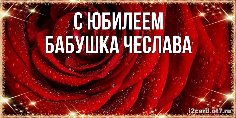Открытка на каждый день с именем, Бабушка-Чеслава С юбилеем роса на розе блестящая в лучах солнца Прикольная открытка с пожеланием онлайн скачать бесплатно 