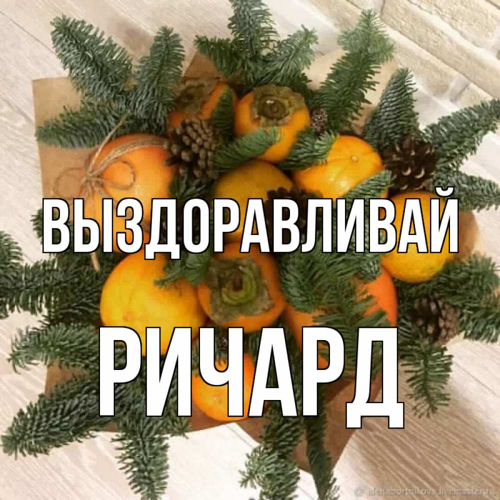 Открытка на каждый день с именем, Ричард Выздоравливай апельсины и хурьма Прикольная открытка с пожеланием онлайн скачать бесплатно 