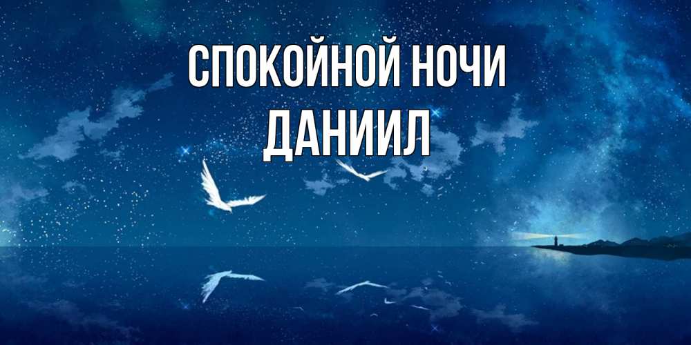 Открытка на каждый день с именем, Даниил Спокойной ночи птицы летят на фоне ночного неба Прикольная открытка с пожеланием онлайн скачать бесплатно 