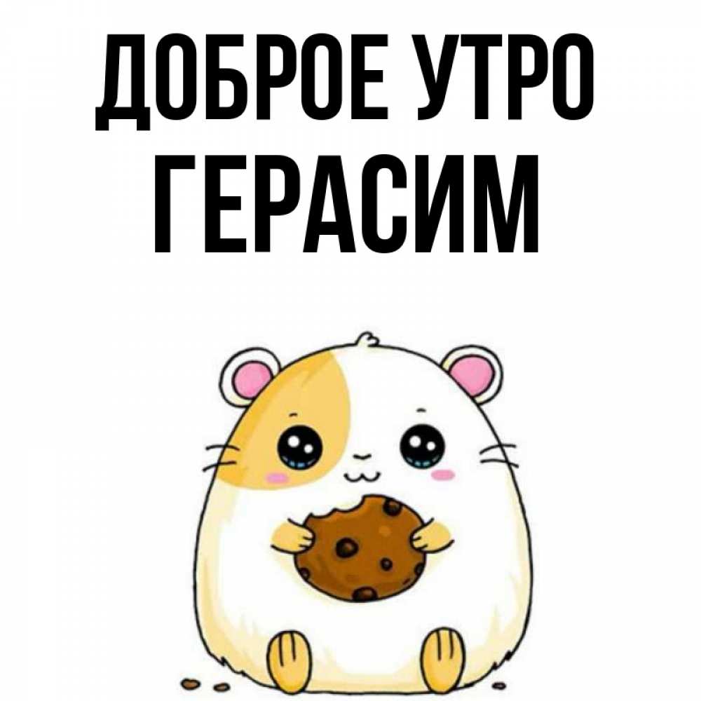 Открытка на каждый день с именем, Герасим Доброе утро есть печеньку. Утречко Прикольная открытка с пожеланием онлайн скачать бесплатно 
