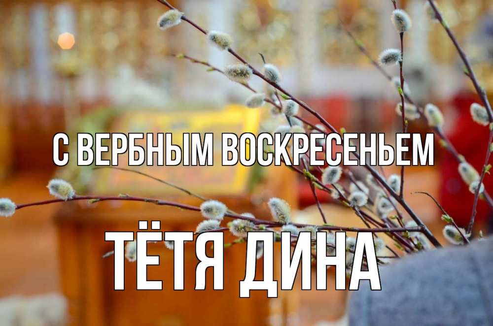 Открытка на каждый день с именем, Тётя-Дина С вербным воскресеньем верба Прикольная открытка с пожеланием онлайн скачать бесплатно 