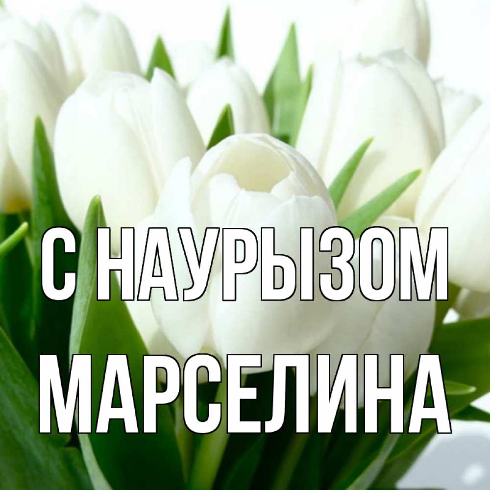 Открытка на каждый день с именем, Марселина С наурызом цветы Прикольная открытка с пожеланием онлайн скачать бесплатно 
