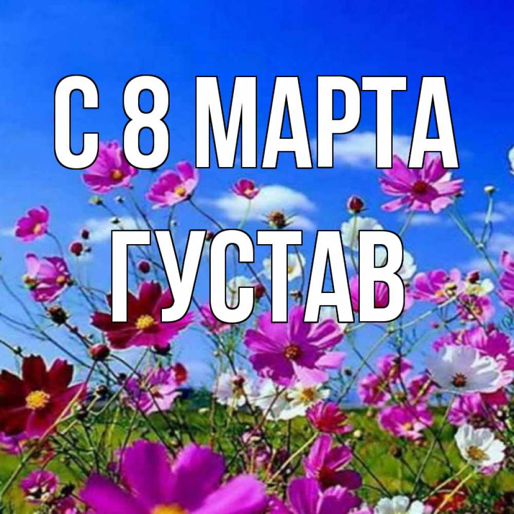 Открытка на каждый день с именем, Густав С 8 МАРТА цветы Прикольная открытка с пожеланием онлайн скачать бесплатно 