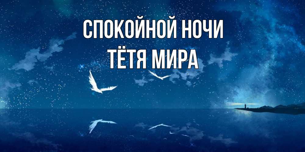 Открытка на каждый день с именем, Тётя-Мира Спокойной ночи птицы летят на фоне ночного неба Прикольная открытка с пожеланием онлайн скачать бесплатно 