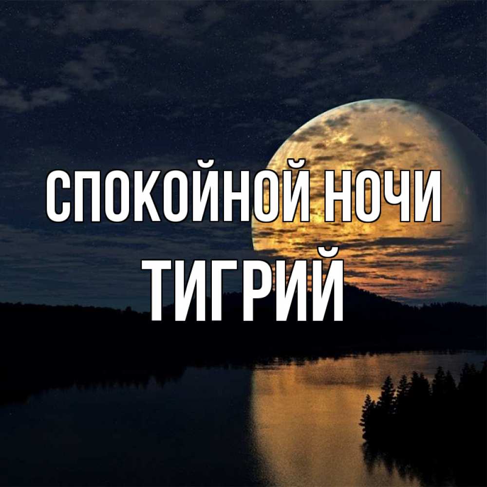 Открытка на каждый день с именем, Тигрий Спокойной ночи речка Прикольная открытка с пожеланием онлайн скачать бесплатно 