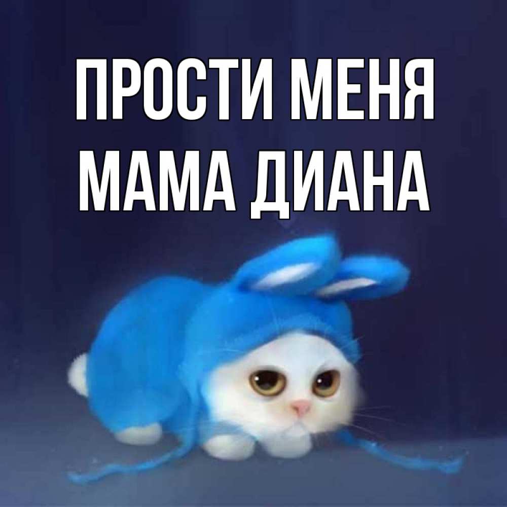 Открытка на каждый день с именем, Мама-Диана Прости меня невинный котозай просит прощения Прикольная открытка с пожеланием онлайн скачать бесплатно 