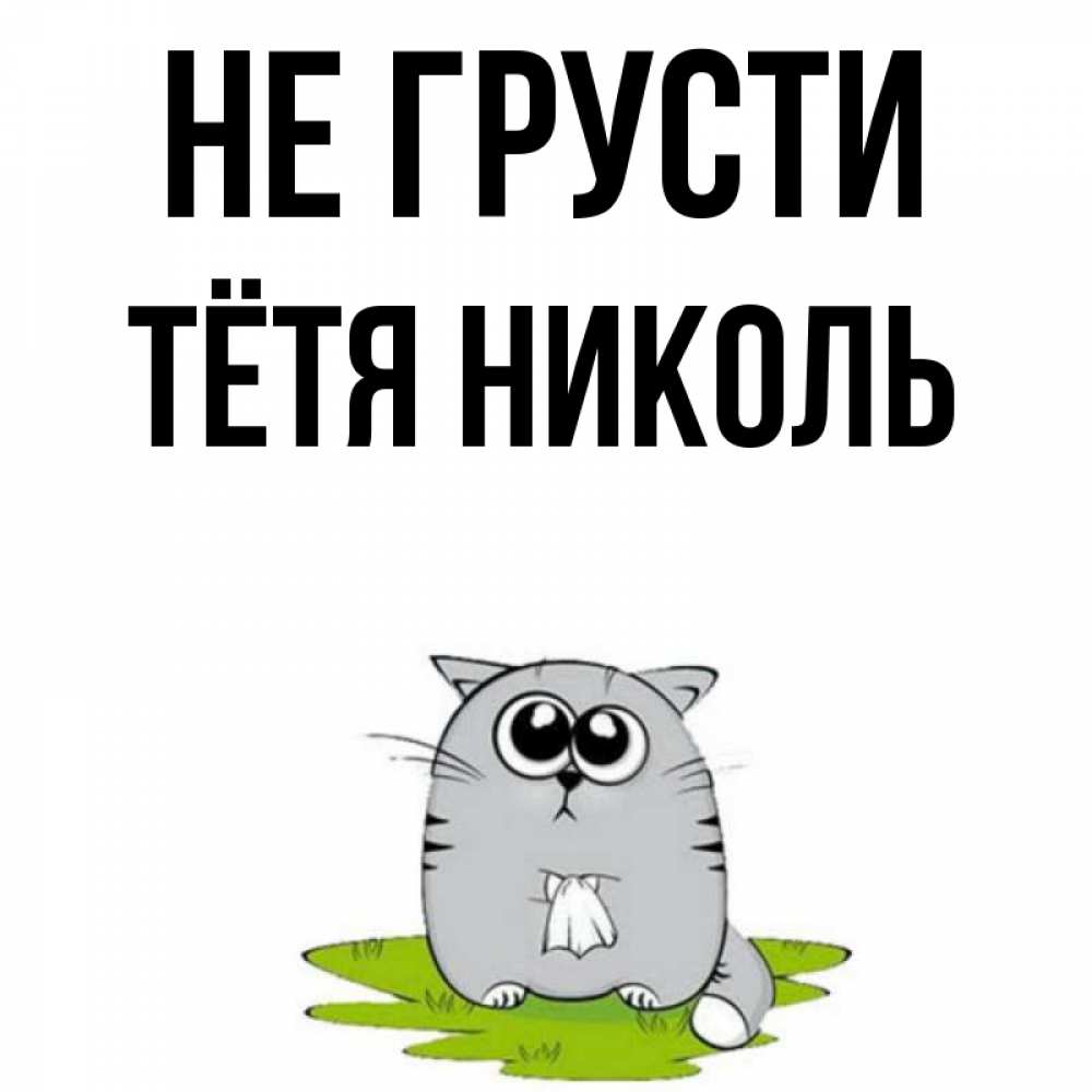 Открытка на каждый день с именем, Тётя-Николь Не грусти грустный котяра Прикольная открытка с пожеланием онлайн скачать бесплатно 