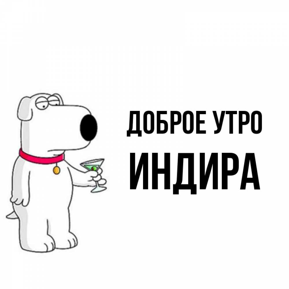 Открытка на каждый день с именем, Индира Доброе утро герои мультфильмов белый пес Прикольная открытка с пожеланием онлайн скачать бесплатно 