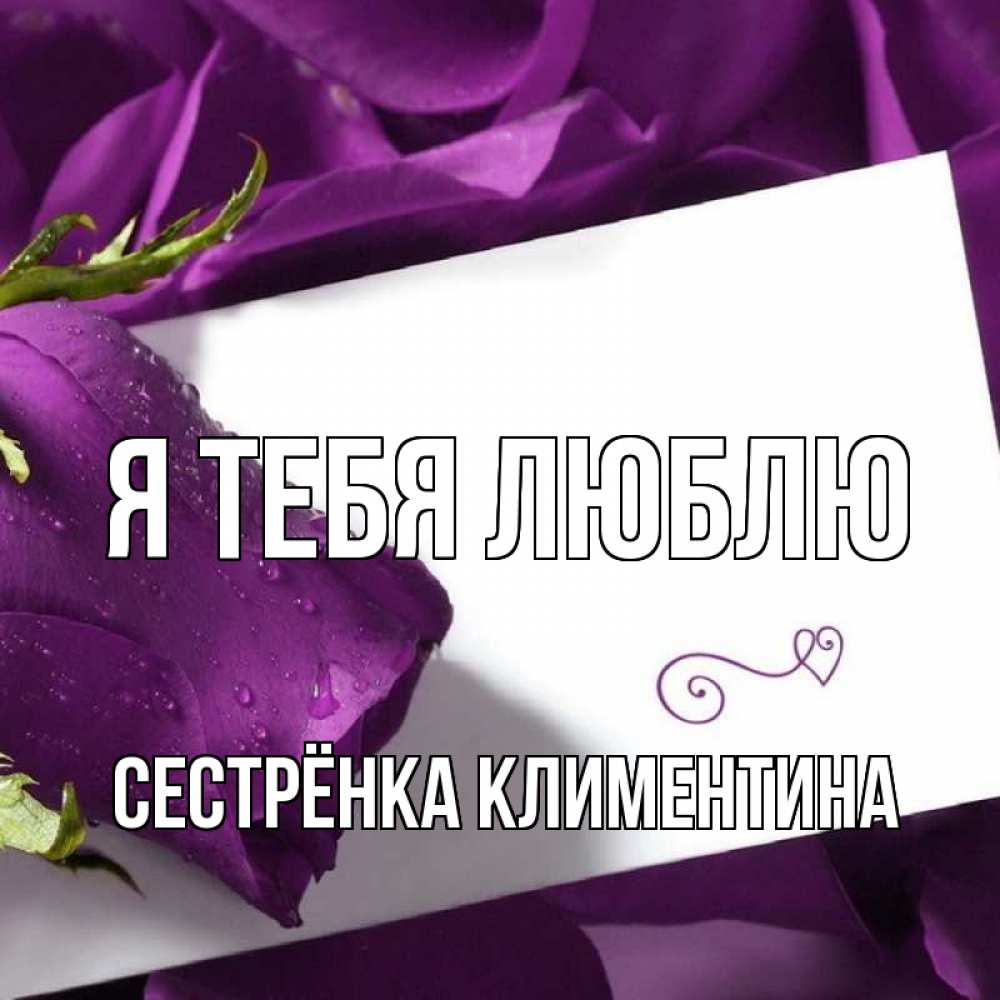 Открытка на каждый день с именем, Сестрёнка-Климентина Я тебя люблю роза Прикольная открытка с пожеланием онлайн скачать бесплатно 