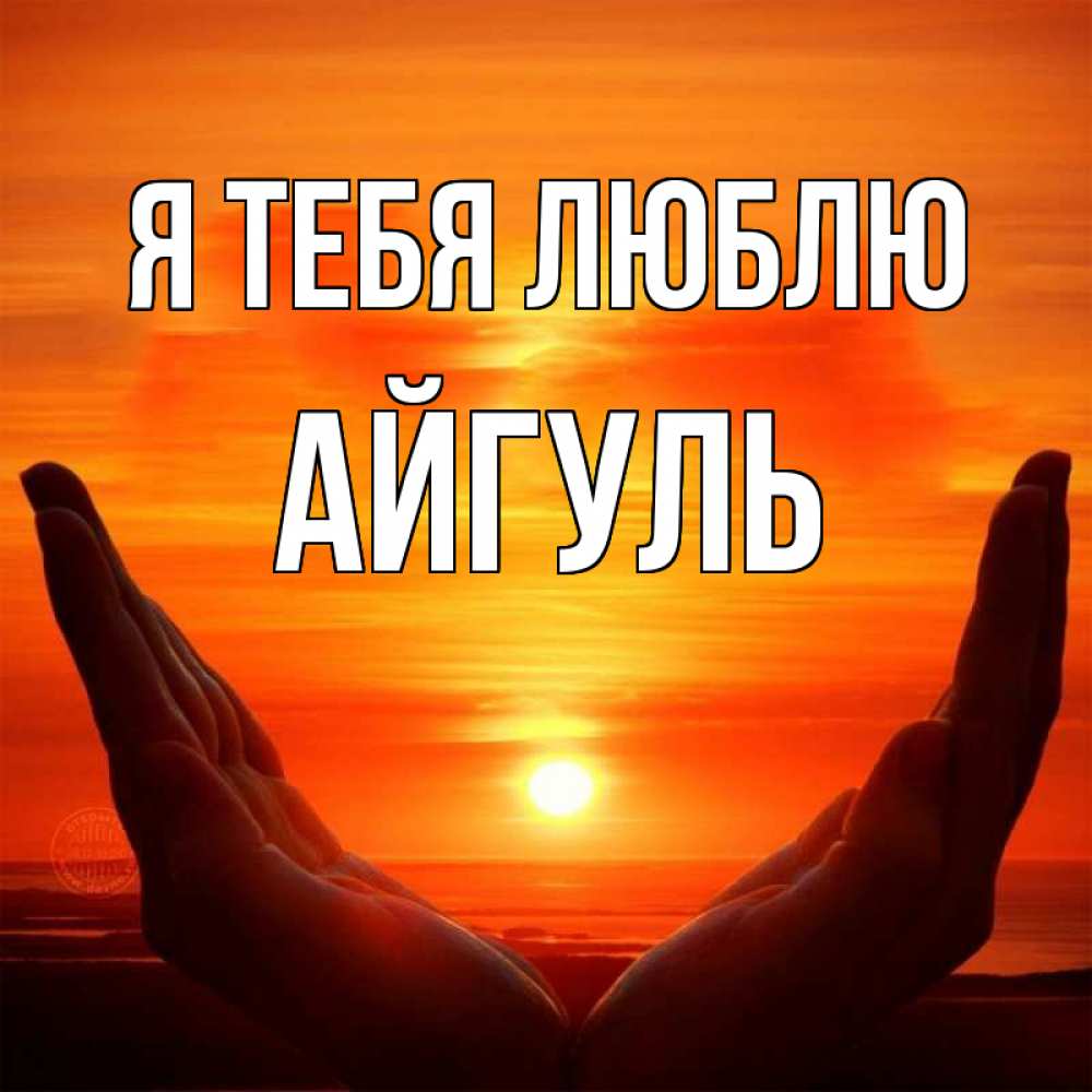 Открытка на каждый день с именем, Айгуль Я тебя люблю в руках Прикольная открытка с пожеланием онлайн скачать бесплатно 