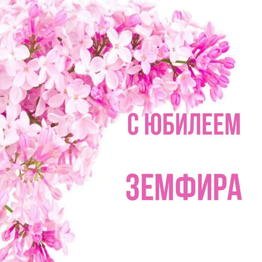 Открытка на каждый день с именем, Земфира С юбилеем Сирень на белом фоне Прикольная открытка с пожеланием онлайн скачать бесплатно 