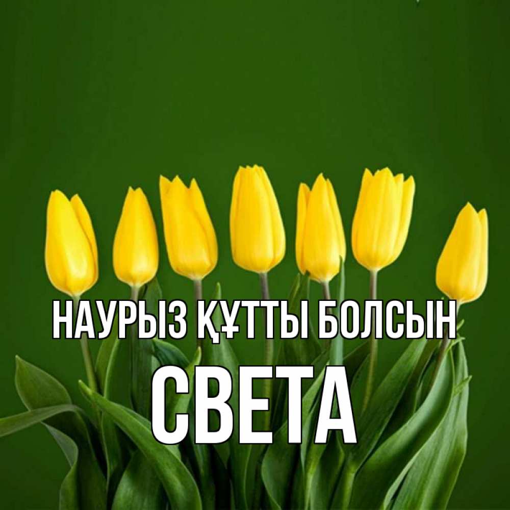 Открытка на каждый день с именем, Света Наурыз құтты болсын желтого цвета 3 Прикольная открытка с пожеланием онлайн скачать бесплатно 