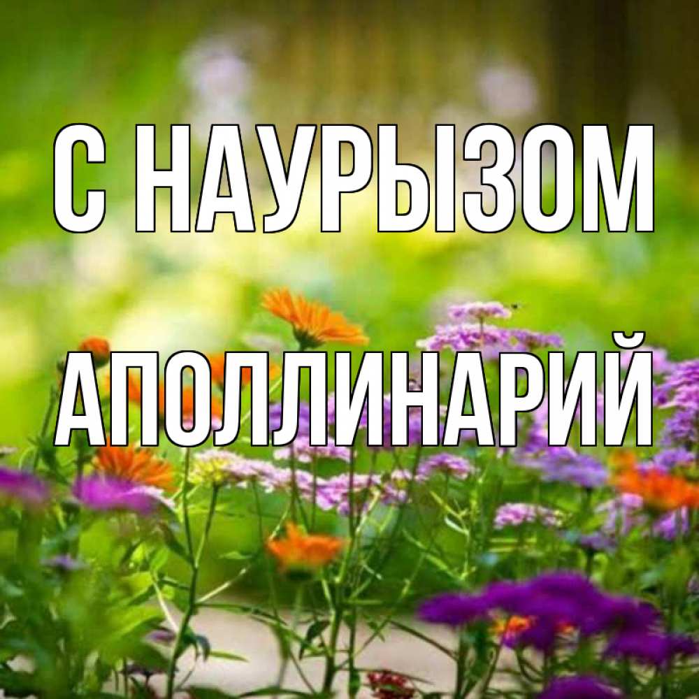 Открытка на каждый день с именем, Аполлинарий С наурызом цветы Прикольная открытка с пожеланием онлайн скачать бесплатно 