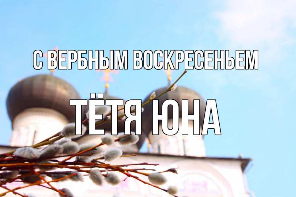 Открытка на каждый день с именем, Тётя-Юна С вербным воскресеньем верба Прикольная открытка с пожеланием онлайн скачать бесплатно 