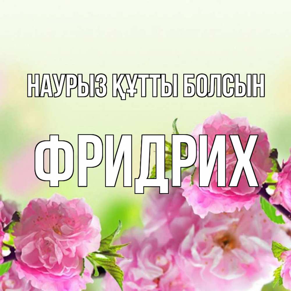 Открытка на каждый день с именем, Фридрих Наурыз құтты болсын цветы Прикольная открытка с пожеланием онлайн скачать бесплатно 