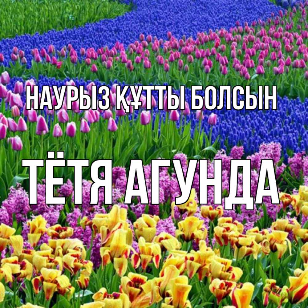 Открытка на каждый день с именем, Тётя-Агунда Наурыз құтты болсын цветы Прикольная открытка с пожеланием онлайн скачать бесплатно 