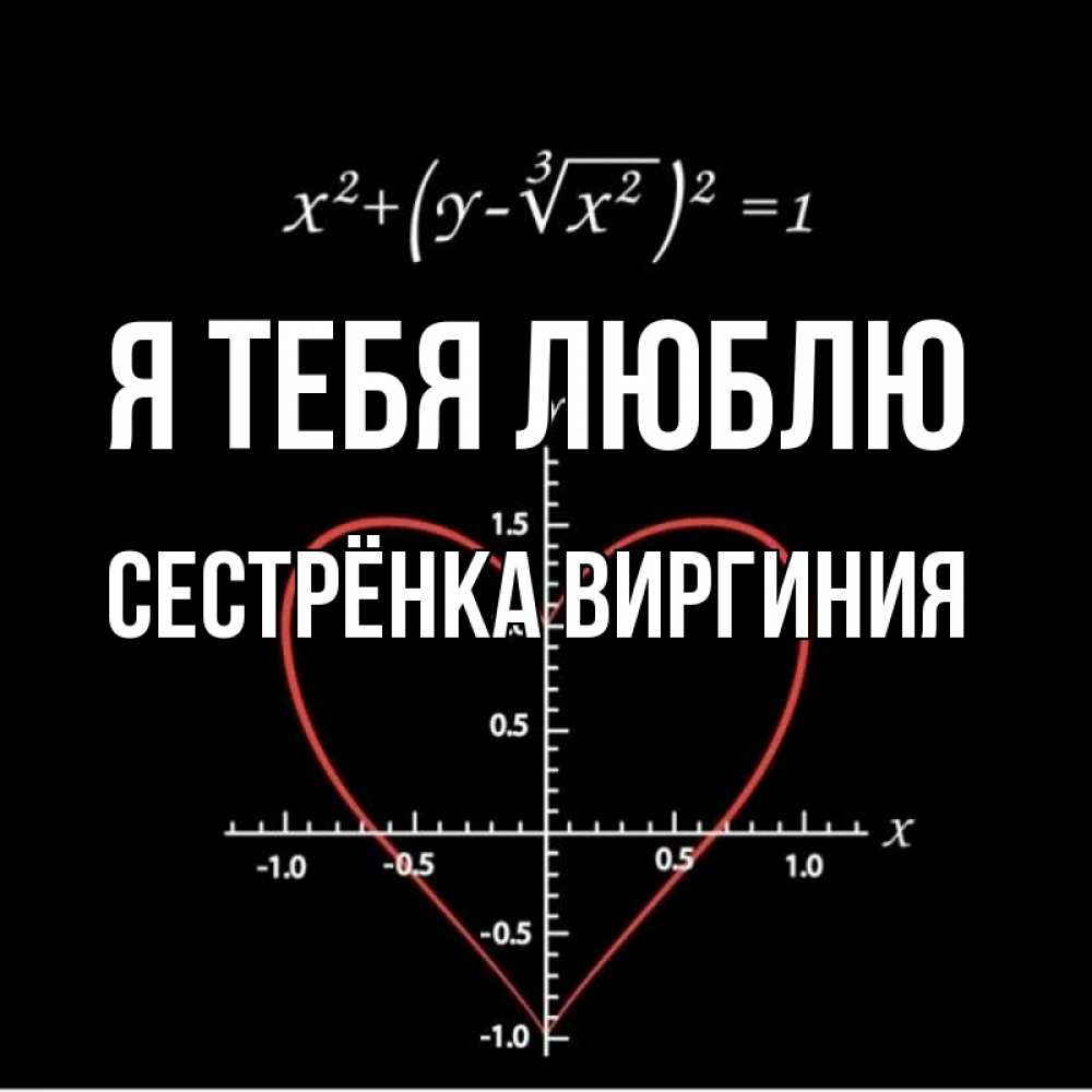 Открытка на каждый день с именем, Сестрёнка-Виргиния Я тебя люблю сердечная формула Прикольная открытка с пожеланием онлайн скачать бесплатно 