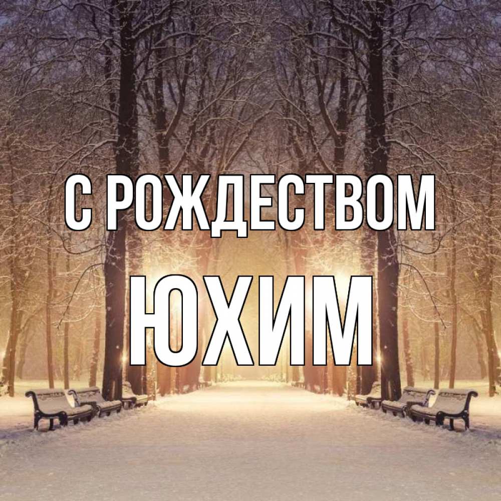 Открытка на каждый день с именем, Юхим С рождеством зима, парк, фонарь, лес Прикольная открытка с пожеланием онлайн скачать бесплатно 