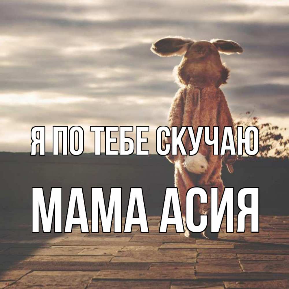 Открытка на каждый день с именем, Мама-Асия Я по тебе скучаю даже в костюме зайца Прикольная открытка с пожеланием онлайн скачать бесплатно 