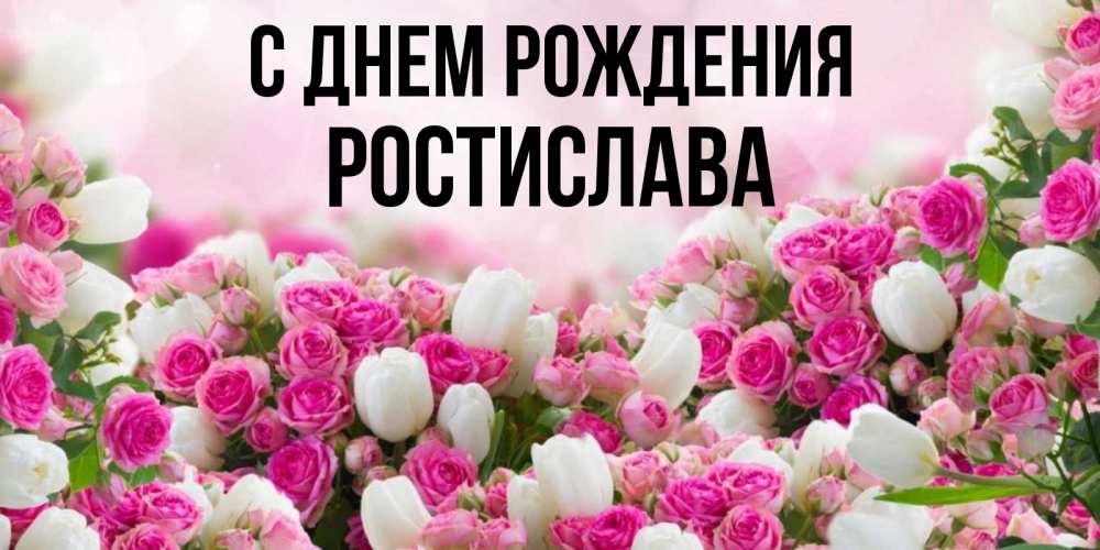 Открытка на каждый день с именем, Ростислава С днем рождения открытка с разными розами Прикольная открытка с пожеланием онлайн скачать бесплатно 