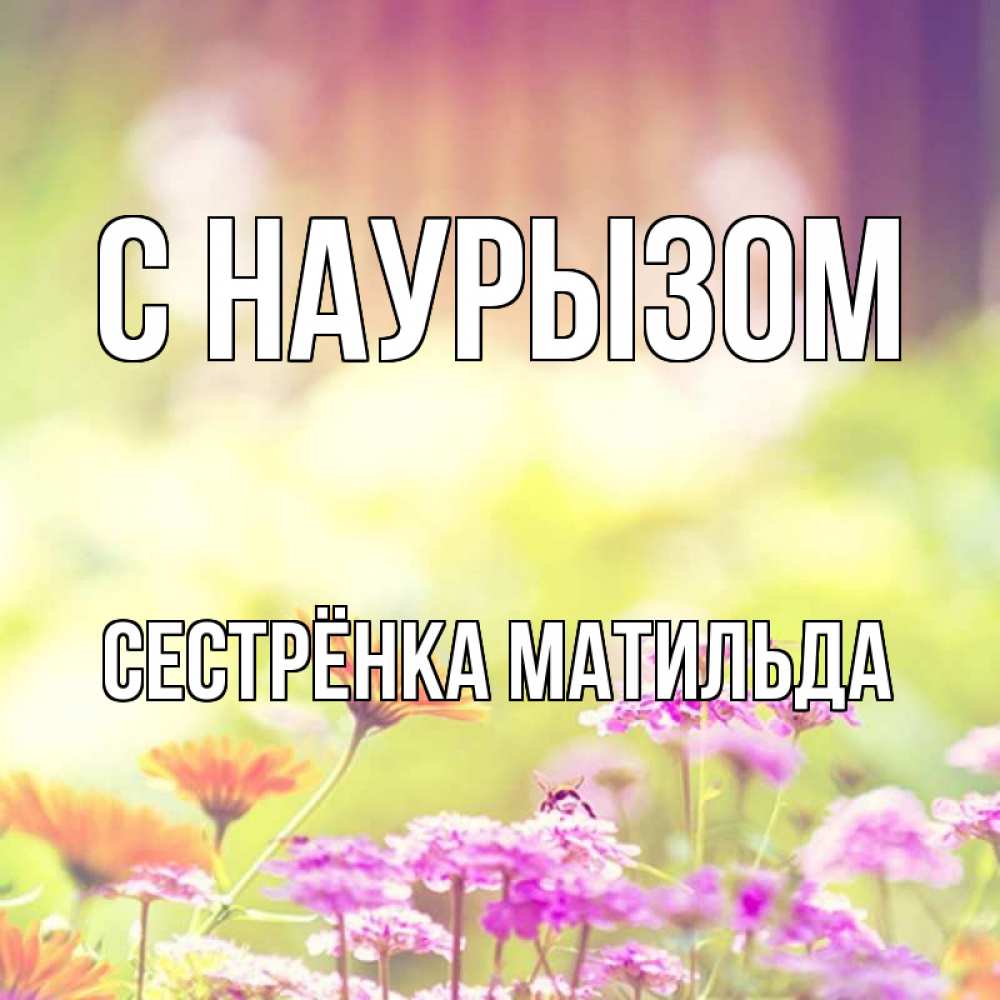 Открытка на каждый день с именем, Сестрёнка-Матильда С наурызом цветы весна Прикольная открытка с пожеланием онлайн скачать бесплатно 