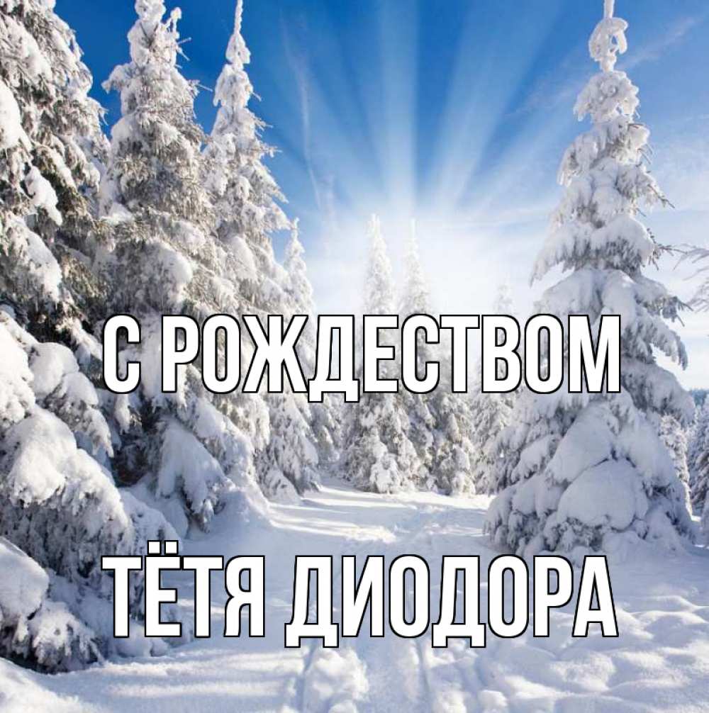 Открытка на каждый день с именем, Тётя-Диодора С рождеством зима, лес Прикольная открытка с пожеланием онлайн скачать бесплатно 